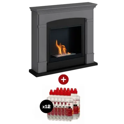 Pachet Helmi Solid Grey Semineu + 12L bioetanol