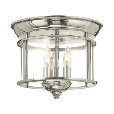 Corp de iluminat decorativ pentru exterior, Gentry 3 Light Flush Mount – Polished Nickel