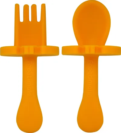 Set tacâmuri din silicon, pentru bebeluși, culoarea portocaliu, Frootimals