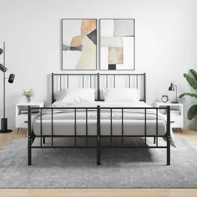 Gossi noptiere, 2 buc., alb extralucios, 40x35x47,5 cm, lemn compozit