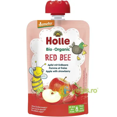 Piure pentru Copii cu Mere Rosii si Capsuni +8 Luni fara Zahar Ecologic/Bio 100g