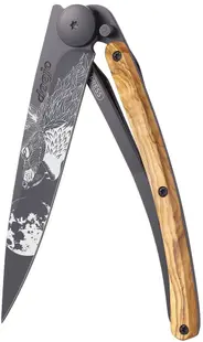 Cuțit de buzunar Deejo Olive Wood - Howling, 37 g