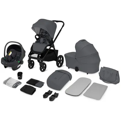 Carucior 3 in 1 Lionelo Carmine Gri, cu scoica ADAC, landou anti-reflux, salteluta ventilata, reglare spatar in 3 pozitii, suport de picioare in 3 pozitii, maner reglabil in 5 pozitii, sustine 22 kg, cu accesorii