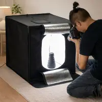 Cutie foto profesională / cort pentru fotografiere de produse 60x60x60cm, cu iluminare inclusă și 6 fundaluri