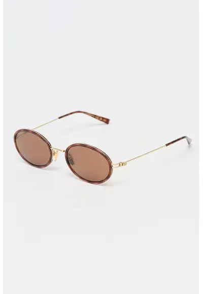 Ochelari de soare ovali - Auriu/Maro cognac