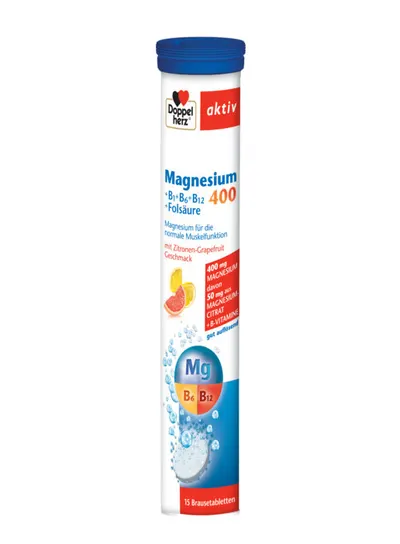 Magneziu 400 Acid Folic Vitamina B6, 15 tablete efervescente, Doppelherz