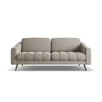 Canapea bej cu tapițerie din catifea 202 cm Nalu – Makamii