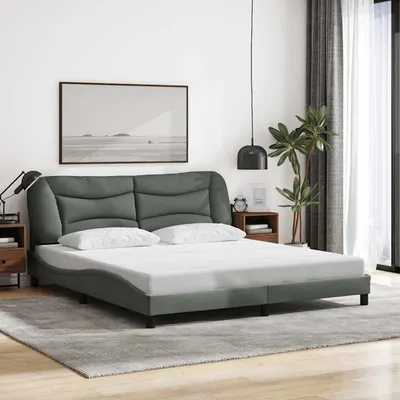 vidaXL Cadru de pat fără saltea, Hvar, gri închis, 180x200 cm, textil