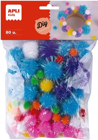 Pompoane colorate strălucitoare Apli Kids - 80 de bucăți