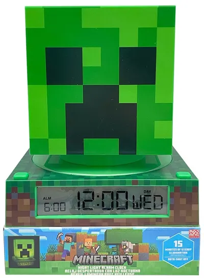 Lampă 3D cu ceas cu alarmă Kids Euroswan Minecraft