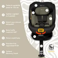 Scaun auto Appekids I-Size 40-150 cm Rear Facing 360 Pro Confort green