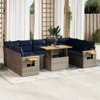 Gossi set mobilier de gradina cu perne, 10 piese, gri, poliratan