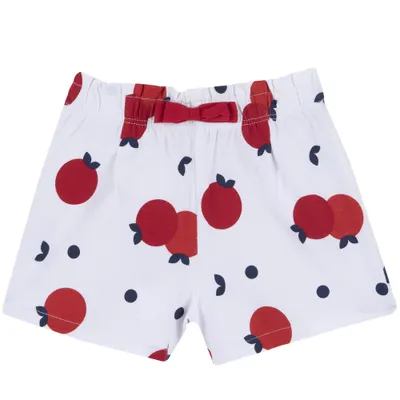 Pantaloni scurti copii Chicco din jerse, alb cu rosu, 00588-64MFCO