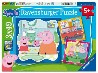 Puzzle Ravensburger din 3 х 49 piese - Purcelușa Peppa