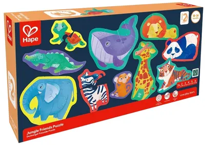 Puzzle educațional Hape International - Prietenii junglei