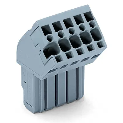 1-conductor female plug; angled; 4 mm²; 5-pole; 4,00 mm²; gray