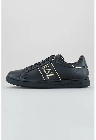 Pantofi sport din piele si piele ecologica cu detalii logo - Auriu/Negru