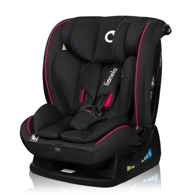 Scaun auto, Lionelo, Aart i-Size, Cu spatar inclinabil in 4 pozitii, Cu tetiera reglabila in 13 pozitii, 0-36 Kg, 40-150 cm, Cu centura siguranta in 3 puncte, Conform cu ECE R129/03, Negru/Rosu