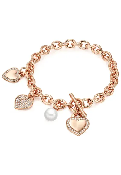 Bratara placata cu aur de 14K si decorata cu talismane 22551 - Auriu rose