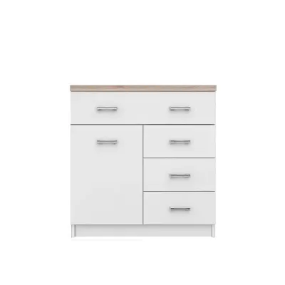 Comoda TOP MIX, 1 usa, 4 sertare, alb, 80x33x85 cm