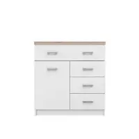 Comoda TOP MIX, 1 usa, 4 sertare, alb, 80x33x85 cm