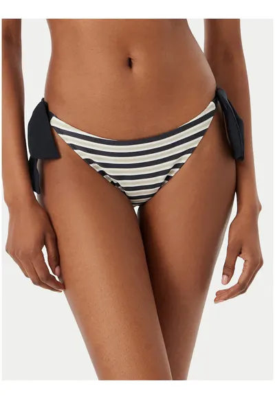 Slip de bikini pentru femei - dungi - bej - poliamida/elastan/poliester - Alb/Bej/Albastru