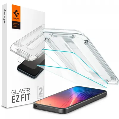 Folie de protectie Ecran Spigen GlastR EZ FIT pentru Google Pixel 9a, Sticla Securizata, Full Glue, Set 2 bucati AGL08938