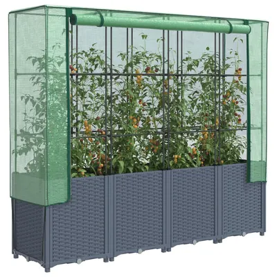 Gossi strat inaltat cu husa de sera, aspect ratan, 160x40x153 cm