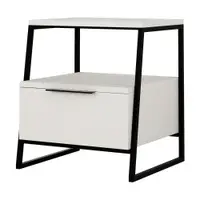 Noptieră albă cu rafturi Pal – Kalune Design