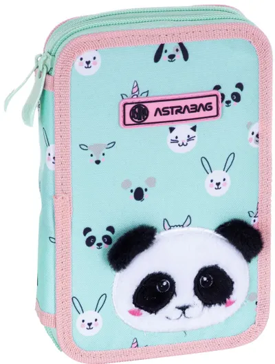 Penar școlar echipat Astra - Panda, cu 2 fermoare