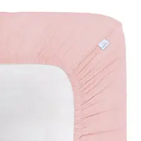 Cearceaf muselina organica, cu elastic, Little Amy, Roz deschis, 60 x 120 cm