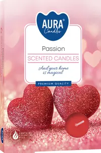 Set de lumânări parfumate tip pastilă Bispol Aura - Passion, 6 buc.