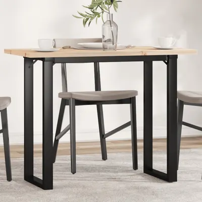 vidaXL Masă bucătărie, cadru O, 100x50x75,5 cm lemn masiv pin și Oţel