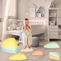 Set 11 pietre de echilibru pentru copii pastel, design ergonomic si inaltimi variabile