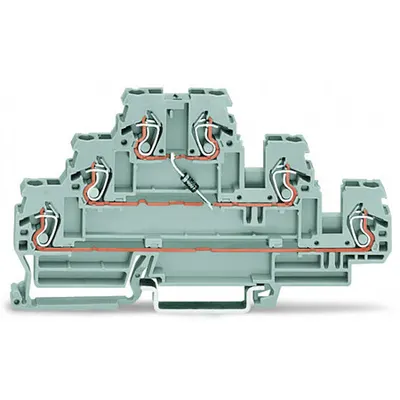 Component terminal block; triple-deck; with 2 diodes 1N4007; Top anode, right-side anode; for DIN-rail 35 x 15 and 35 x 7.5; 2.5 mm²; CAGE CLAMP®; 2,50 mm²; gray