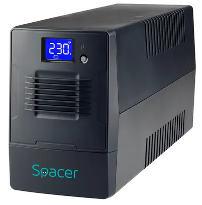 UPS Spacer Line Interactive cu management, LCD, 800VA/480W, AVR, 2 x Schuko, 1 x baterie 12V/9Ah, USB, combo RJ11/RJ45