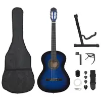 vidaXL Set chitară clasică începători, 12 piese, albastru, 4/4 39"