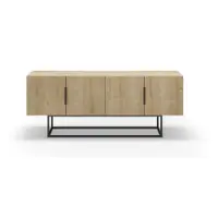 Masă TV în culoare naturală cu aspect de lemn de stejar 140x55 cm Titan – Marckeric