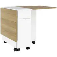 HOMCOM Masă Extensibilă pentru 6 Persoane, Masă Pliabilă cu Roți, 2 Sertare și Dulapior, 140x76x74 cm, Alb | Aosom Romania