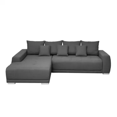 Coltar MARIBO L extensibil, cu arcuri si lada depozitare, colt stanga, gri inchis, 282x205x92 cm