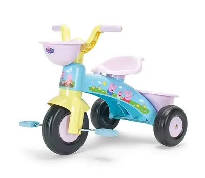 Tricicleta pentru copii Injusa Peppa Pig, cu pedale, 62x42x46 cm, greutate admisa 25 kg, 1-3 ani