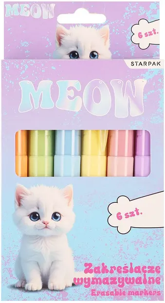 Set de markeri text ștergători Starpak - Kitten, 6 culori
