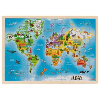 Puzzle din lemn 192 piese Harta lumii