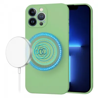 Husa MagSafe pentru Apple iPhone 13 Pro Max, Techsuit, SoftFlex, Verde Deschis