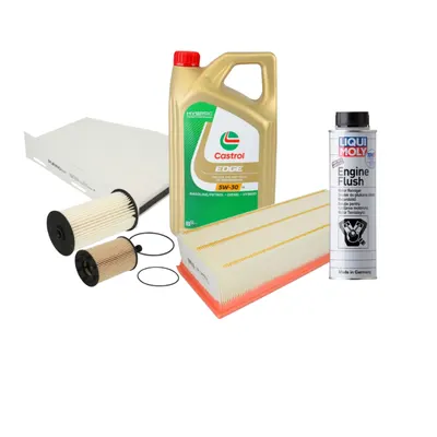 Pachet revizie BRONZE CASTROL 5W-30 + filtre Purro + Engine Flush pentru VAG 1.9 2.0 TDI