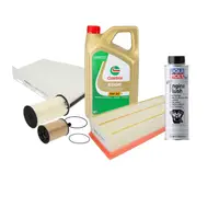 Pachet revizie BRONZE CASTROL 5W-30 + filtre Purro + Engine Flush pentru VAG 1.9 2.0 TDI