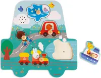 Puzzle muzical din lemn Janod - Vehicule
