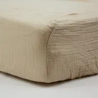 Cearșaf din muselină cu elastic Little band - 60x120 cm, Moka