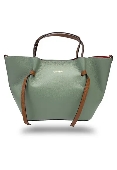 Geanta dama din piele naturala verde salvie Loretta