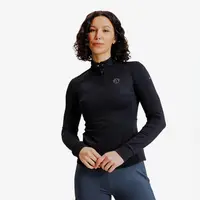 Bluză polo călduroasă echitație 500 Negru Damă